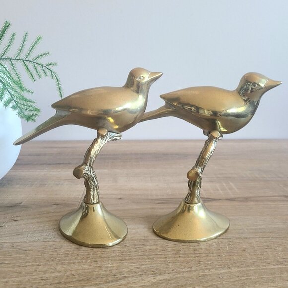 Set of 2 vintage brass birds on branches figurines. - Picture 5 of 7